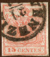 Italy - Llombardy-Venetia 15 C.,cancell:VENEZIA,Sassone#3,typeIII,used,as Scan - Lombardy-Venetia