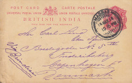 British India UPU Postal Stationery Ganzsache Entier Edward VII. MADRAS 1914 Via BRINDISI To Denmark (2 Scans) - 1902-11 Roi Edouard VII