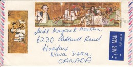 Australia Cover To Nova Scotia Franked With #481a Strip Of 5 5c Cook Bicentenary And #482 30c Cook Bicen. - Covers & Documents