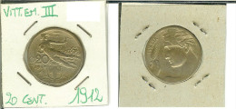 Vittorio Emanuele III, 20 Cent. 1912 (Libertà Librata) - 1900-1946 : Victor Emmanuel III & Umberto II