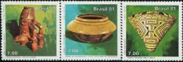 BX0449 Brazil 1981 International Museum Day Pottery Bowl 3v MNH - Unused Stamps