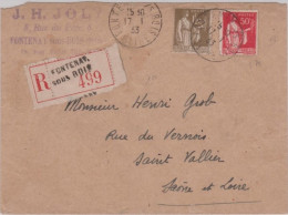 1933 - SEINE - ENVELOPPE RECOMMANDEE De FONTENAY Pour ST VALLIER - - 1932-39 Peace