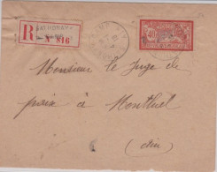 1918 - AIN - ENVELOPPE RECOMMANDÉE De SATHONAY-CAMP - 1900-27 Merson