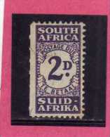 SUD SOUTH AFRICA RSA AFRIQUE 1943 POSTAGE DUE STAMP SEGNATASSE 2 D USATO USED - Segnatasse