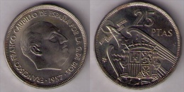 MONEDA DE 25 PESETAS DE 1957 * 74  SIN CIRCULAR - 25 Peseta