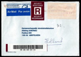 Canada: Registered, AirMail Cover With A Meter Cancel, Type EA6.Pitney Bowes"5300", From Chetwynd To Amsterdam; 27-10-'9 - Covers & Documents