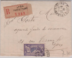 MERSON SEUL Sur ENVELOPPE RECOMMANDÉE De LYON - 1923 - RHONE - 1900-27 Merson