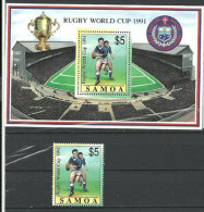 Rugby World Cup 1991 En Europe . Un BF & Un T-p Neufs ** (Hautes Faciales à $ 5.00 Chaque) ILES SAMOA. Côte 25.00 € - Rugby