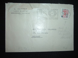 LETTRE TP MARIANNE A LA NEF 25F OBL.MEC. VARIETE 16-1-1960 ANNEMASSE (74 HAUTE-SAVOIE) + L. COTTET HUISSIER DE JUSTICE - 1959-1960 Marianna Alla Nef