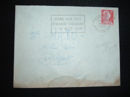 LETTRE TP MARIANNE DE MULLER 25F OBL.MEC. VARIETE 6-8-1959 COLMAR RP (68 HAUT-RHIN) + FOIRE AUX VINS - 1955-1961 Marianne (Muller)