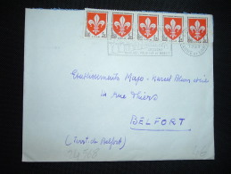 LETTRE TP BLASON LILLE 5F X5 OBL.MEC. 26-8-1959 LOUHANS (71 SAONE ET LOIRE) - 1941-66 Coat Of Arms And Heraldry