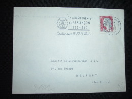 LETTRE TP MARIANNE DE DECARIS 0,25F OBL.MEC. 14-5-1962 BESANCON RP DOUBS (25) + HORLOGERIE CENTENAIRE - Clocks