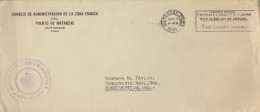 G)1935 CARIBE, CIRCULAR MATANZAS CANC., ZONA FRANCA DEL PUERTO  DE MATANZAS VIOLET SEAL, OFFICIAL COVER CIRCULATED TO RO - Briefe U. Dokumente