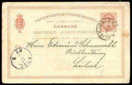 DENMARK TO GERMANY Postal Stationery 1892 W/Advertising On The Back, VF - Storia Postale