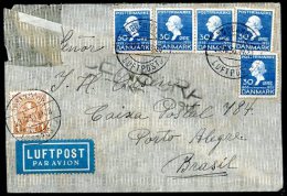 DENMARK TO BRAZIL Air Mail Censored Cover 1936 (a Stamp Is Missing) - Storia Postale