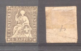 Switzerland 1854 Sitting Helvetia 5Rp Mi.13II MH AM.293 - Nuovi