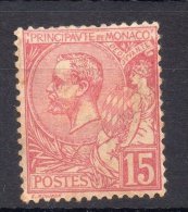 Monaco 1891 Albert I 15C Carmine Mi.15 MH AM.296 - Unused Stamps