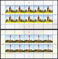 !a! GERMANY 2014 Mi. 3089-3090 MNH SET Of 2 SHEETS(10 Each) -Lighthouses: Buk / Pellworm - 2011-2020