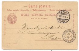 Switzerland 1890 Postal History Rare Old Postcard Postal Stationery Mi.P19 Zurich To Donaueschingen D.758 - Storia Postale