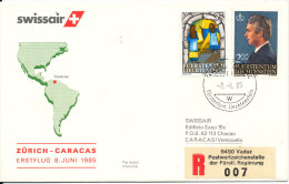 Liechtenstein Swissair First Flight Zurich - Caracas 8-6-1985 - Briefe U. Dokumente