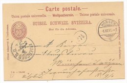 Switzerland 1895 Postal History Rare Old Postcard Postal Stationery Mi.P27 Horgen To Munchen D.760 - Cartas & Documentos