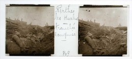 Photo Plaque De Verre / Vue Stéréo / WW1 Guerre 14/18 / Perthes Les Hurlus (Marne 51) Tranchée Conquise (809) - Glasdias