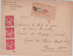 1941 - SEINE - ENVELOPPE RECOMMANDÉE De MONTREUIL - 1939-44 Iris