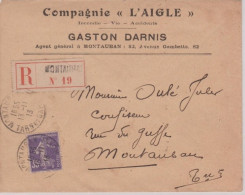 1913 - TARN ET GARONNE - ENVELOPPE RECOMMANDÉE De MONTAUBAN - 1906-38 Säerin, Untergrund Glatt