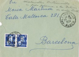 9636. Frontal ORLEANSVILLE (Alger) 1954 A Barcelona - Storia Postale