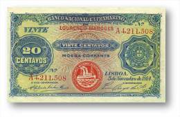 RARE - MOZAMBIQUE - 20 CENTAVOS - 05.11.1914 - P 60 - STEAMSHIP SEAL TYPE III - Portugal - Mozambique