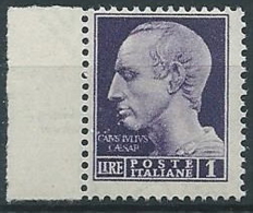 1945 LUOGOTENENZA EFFIGIE 1 LIRA FILIGRANA RUOTA MNH ** - ED578 - Ongebruikt