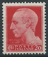 1945 LUOGOTENENZA EFFIGIE 20 CENT FILIGRANA RUOTA MNH ** - ED579-3 - Nuovi