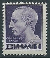 1945 LUOGOTENENZA EFFIGIE 1 LIRA FILIGRANA RUOTA MNH ** - ED579-2 - Mint/hinged