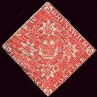 New Brunswick #1a Used 3p Dark Red Flowers & Crown Of UK From 1851 - Oblitérés