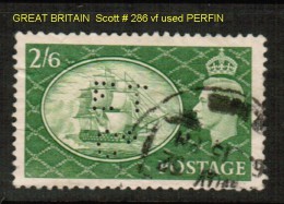 GREAT BRITAIN   Scott  # 286 VF USED PERFIN - Gezähnt (perforiert)