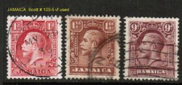 JAMAICA   Scott  # 103-5 VF USED - Jamaica (...-1961)