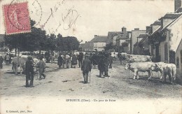 CENTRE - 18 - CHER - EPINZUIL - Un Jour De Foire Aux Bovins - Belle Animation - Gros Plan - Carte Top PLiure Bas Droit - Foires