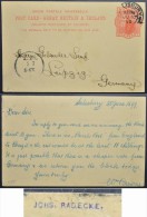 Great Britain 1899 Postal History Rare Postcard Postal Stationery SIGNED QV Window SALISBURY To GERMANY D.914 - Briefe U. Dokumente