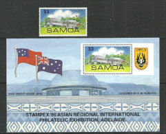 AUSTRALIE-ILES SAMOA.  (Stampex 86) Un BF + Un T-p Neufs  ** (Villa Vailima, Dernière Place De  Robert Louis Stevenson) - Samoa