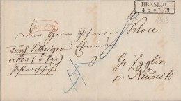 Brief Bresau 4.5.1863 Gel. Nach Gr. Zyglin Mit Rotem Auslagenstempel Ansehen !!!!!!!!!!!! - Vorphilatelie