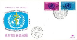 SURINAM. N°476-7 De 1968 Sur Enveloppe 1er Jour (FDC). OMS. - WGO