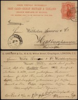 Great Britain 1894 Postal History Rare Postcard Preprinted Stationery London To Hildburghausen Germany DB.002 - Covers & Documents