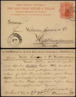 Great Britain 1894 Postal History Rare Postcard Preprinted Stationery London To Hildburghausen Germany DB.002 - Lettres & Documents