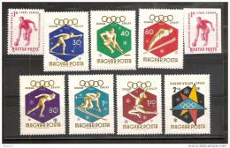 1960 1964 Ungheria Hungary OLIMPIADI INVERNALI, CAMPIONATO BOCCE 2 Serie Con 9v. (1353/59, 1659, 1659A) MNH** - Inverno1960: Squaw Valley