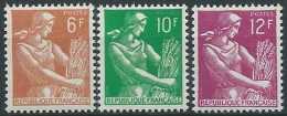 1957-59 FRANCIA MIETITRICE 3 VALORI MNH ** - EDF083 - 1957-1959 Moissonneuse