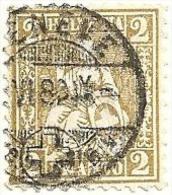 Sitzende Helvetia 37, 2 Rp.fahlbräunlicholiv  "Genève"         1880 - Used Stamps