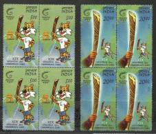 INDIA, 2010, Queens Baton Relay, XIX Commonwealth Games,Set 2 V, Block Of 4,  MNH, (**) - Unused Stamps