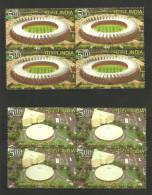 INDIA, 2010, Commonwealth Games Stadium,  Stadiums, Set 2 V, Block Of 4, MNH, (**) - Unused Stamps