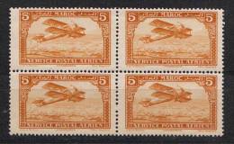 Marokko Morocco Mi# 38 ** MNH  Block Of 4 Airmail Plane Double Decker 1926 - Ungebraucht