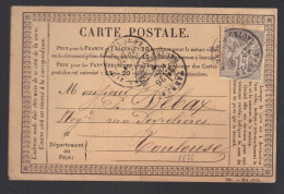 FRANCE N°  66  Obl. Seul S/CP C à D Tarbes - 1876-1878 Sage (Type I)